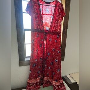 Zella Red Floral Maxi Dress